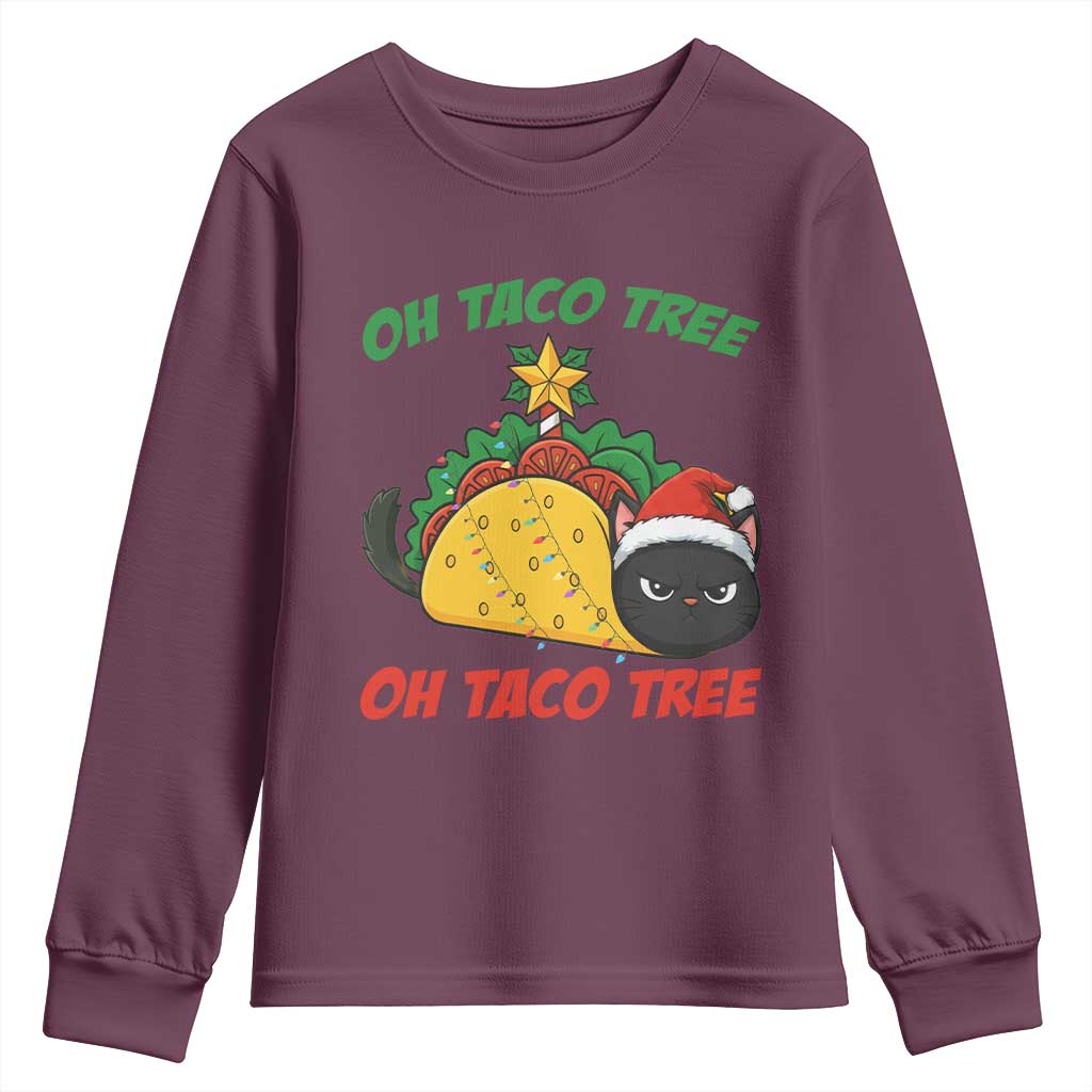 Funny Taco Cat Tree Christmas Youth Sweatshirt - Wonder Print Shop
