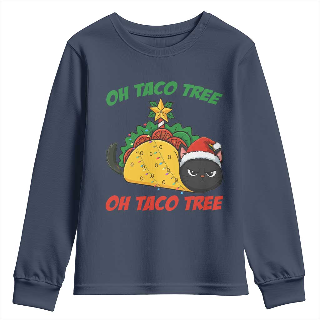 Funny Taco Cat Tree Christmas Youth Sweatshirt - Wonder Print Shop
