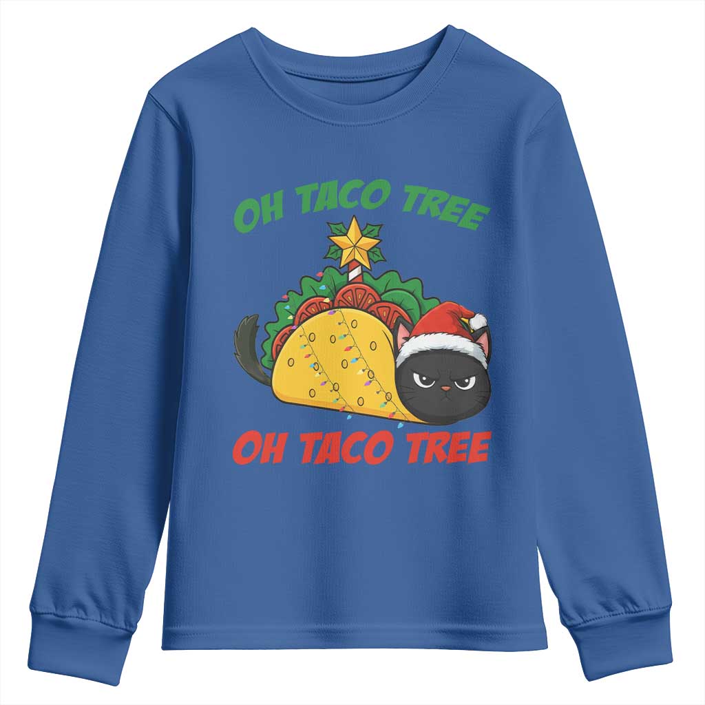 Funny Taco Cat Tree Christmas Youth Sweatshirt - Wonder Print Shop