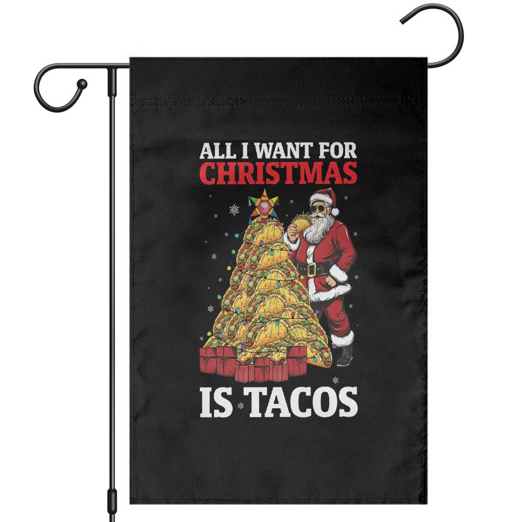 Funny Santa Taco Garden Flag All I Want For Christmas Is Taco - Wonder Print Shop