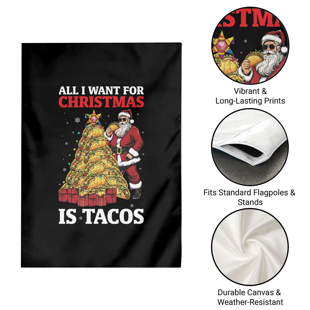 Funny Santa Taco Garden Flag All I Want For Christmas Is Taco - Wonder Print Shop