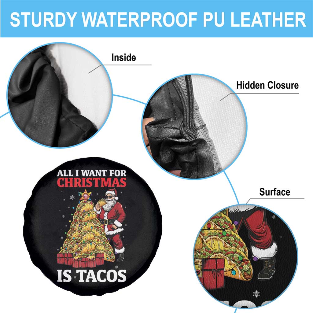 Funny Santa Taco Spare Tire Cover All I Want For Christmas Is Taco - Wonder Print Shop