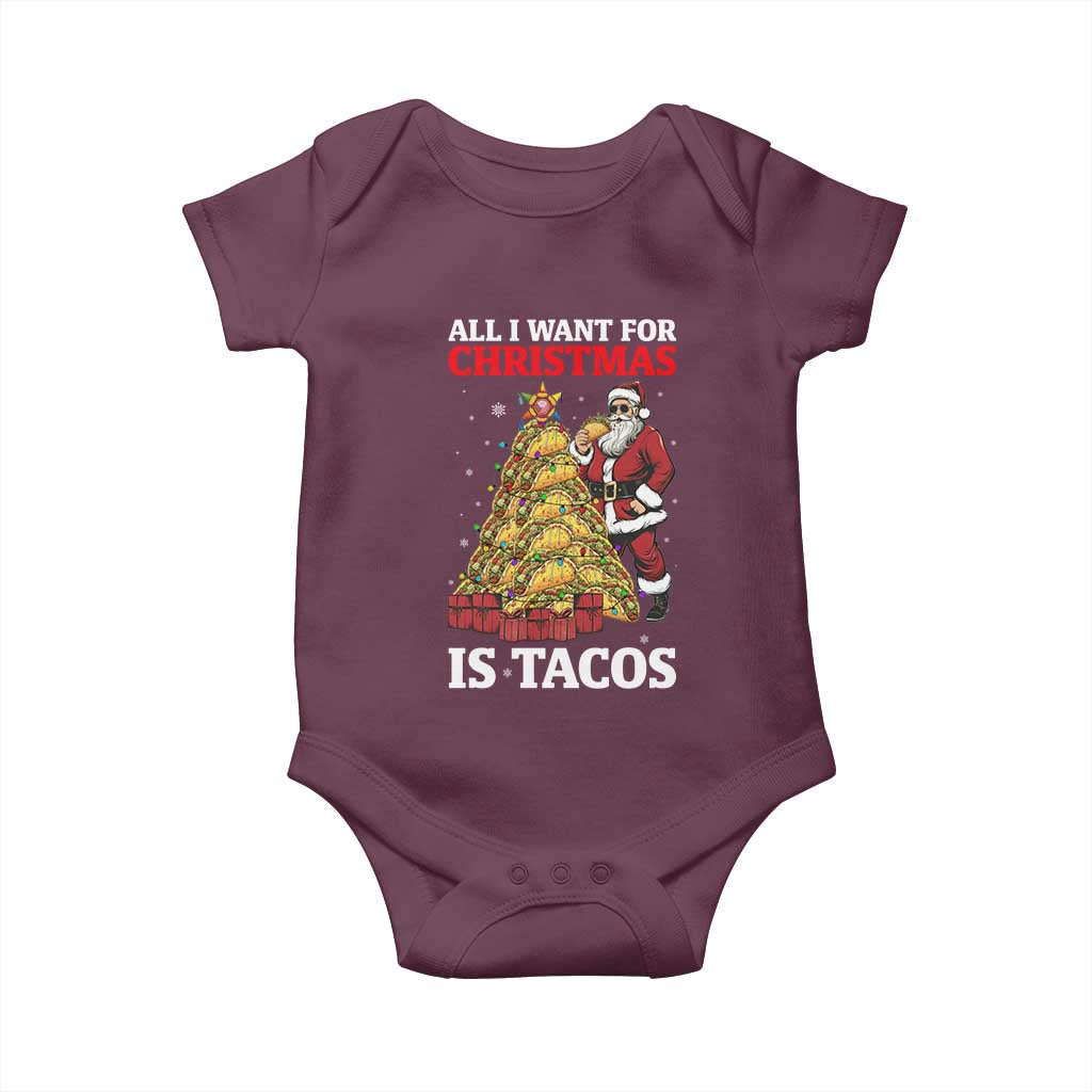 Funny Santa Taco Baby Onesie All I Want For Christmas Is Taco - Wonder Print Shop