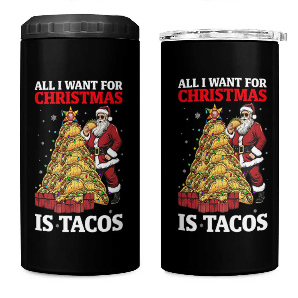 Funny Santa Taco 4 in 1 Can Cooler Tumbler All I Want For Christmas Is Taco - Wonder Print Shop