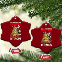 Funny Santa Taco Ceramic Ornament All I Want For Xmas Is Taco - Wonder Print Shop