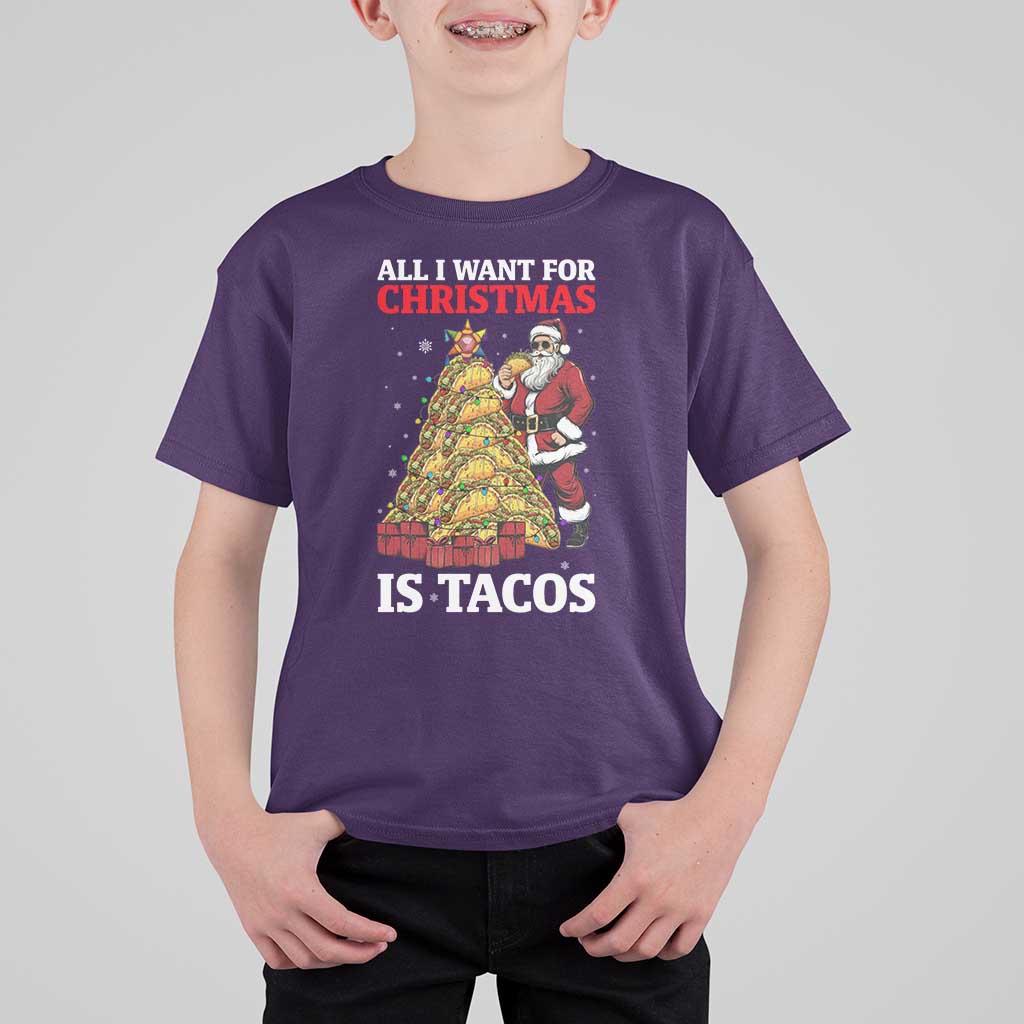 Funny Santa Taco T Shirt For Kid All I Want For Christmas Is Taco - Wonder Print Shop