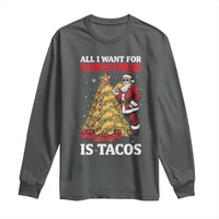 Funny Santa Taco Long Sleeve Shirt All I Want For Christmas Is Taco - Wonder Print Shop