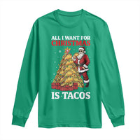 Funny Santa Taco Long Sleeve Shirt All I Want For Christmas Is Taco - Wonder Print Shop