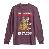 Funny Santa Taco Long Sleeve Shirt All I Want For Christmas Is Taco - Wonder Print Shop