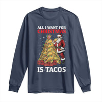 Funny Santa Taco Long Sleeve Shirt All I Want For Christmas Is Taco - Wonder Print Shop
