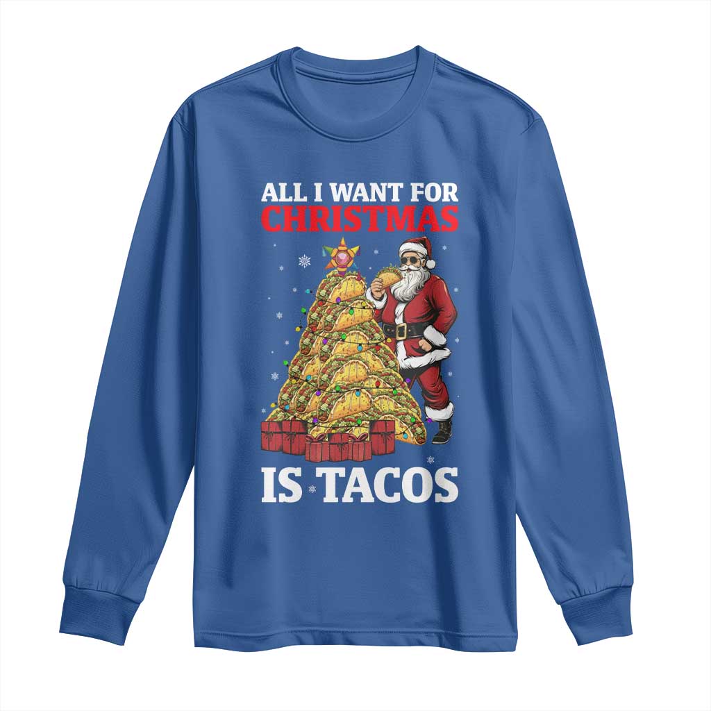 Funny Santa Taco Long Sleeve Shirt All I Want For Christmas Is Taco - Wonder Print Shop
