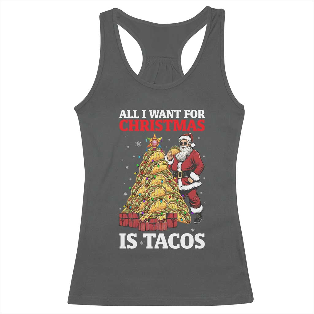 Funny Santa Taco Racerback Tank Top All I Want For Christmas Is Taco - Wonder Print Shop