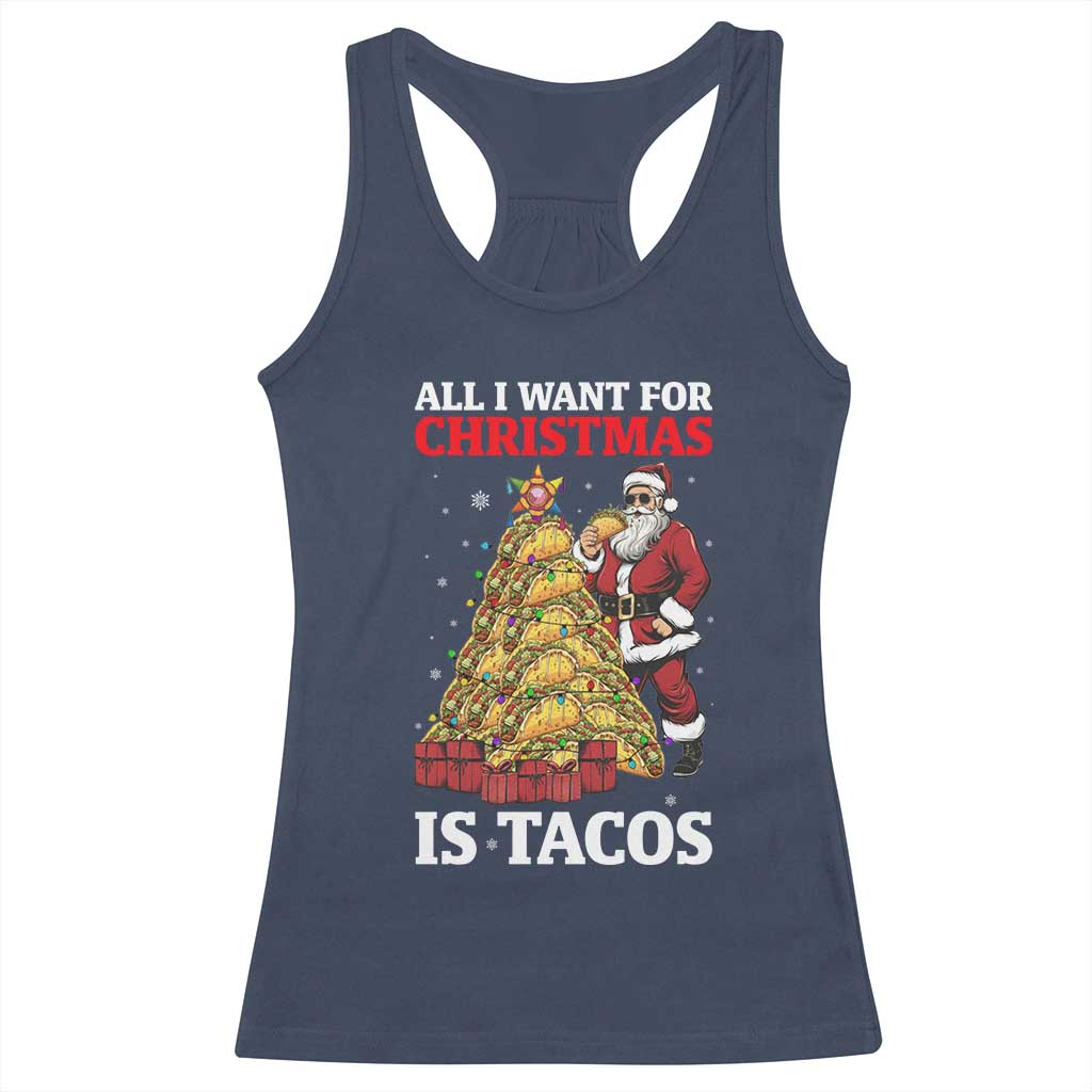 Funny Santa Taco Racerback Tank Top All I Want For Christmas Is Taco - Wonder Print Shop