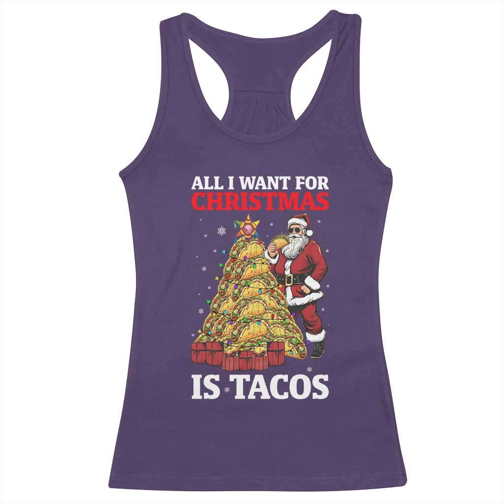 Funny Santa Taco Racerback Tank Top All I Want For Christmas Is Taco - Wonder Print Shop