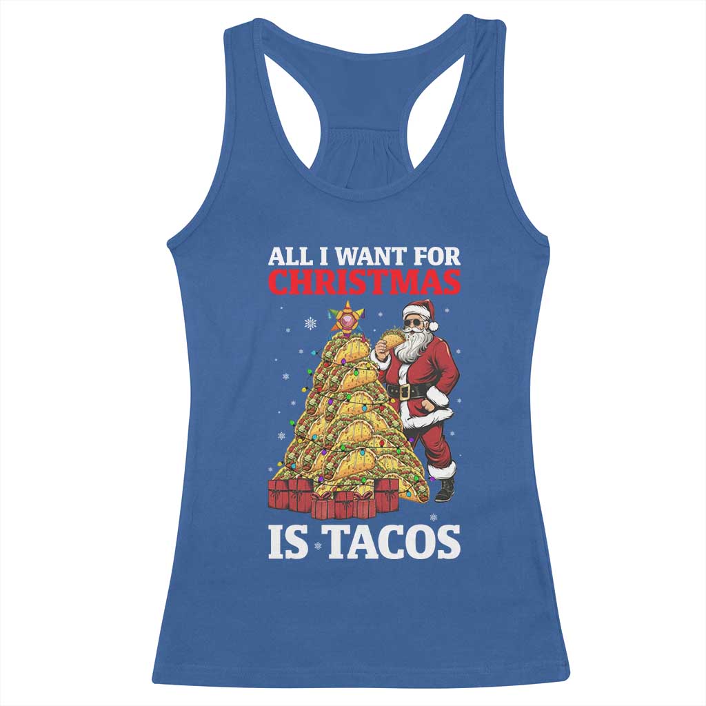 Funny Santa Taco Racerback Tank Top All I Want For Christmas Is Taco - Wonder Print Shop