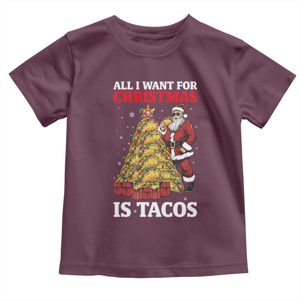 Funny Santa Taco Toddler T Shirt All I Want For Christmas Is Taco - Wonder Print Shop