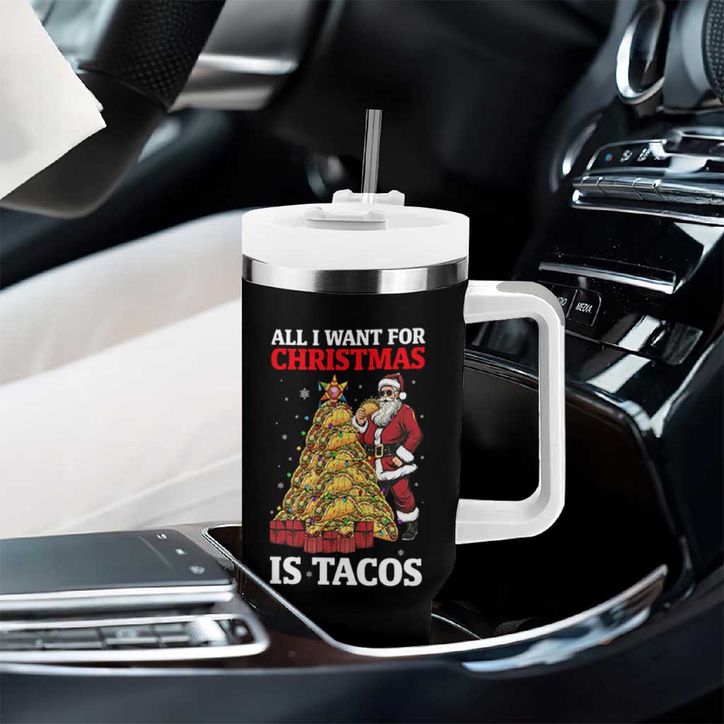 Funny Santa Taco Tumbler With Handle All I Want For Christmas Is Taco - Wonder Print Shop