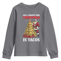 Funny Santa Taco Youth Sweatshirt All I Want For Christmas Is Taco - Wonder Print Shop