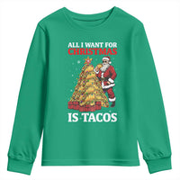 Funny Santa Taco Youth Sweatshirt All I Want For Christmas Is Taco - Wonder Print Shop