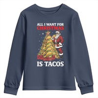 Funny Santa Taco Youth Sweatshirt All I Want For Christmas Is Taco - Wonder Print Shop