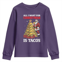 Funny Santa Taco Youth Sweatshirt All I Want For Christmas Is Taco - Wonder Print Shop
