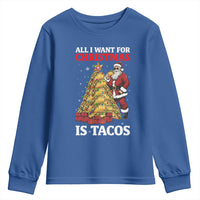 Funny Santa Taco Youth Sweatshirt All I Want For Christmas Is Taco - Wonder Print Shop