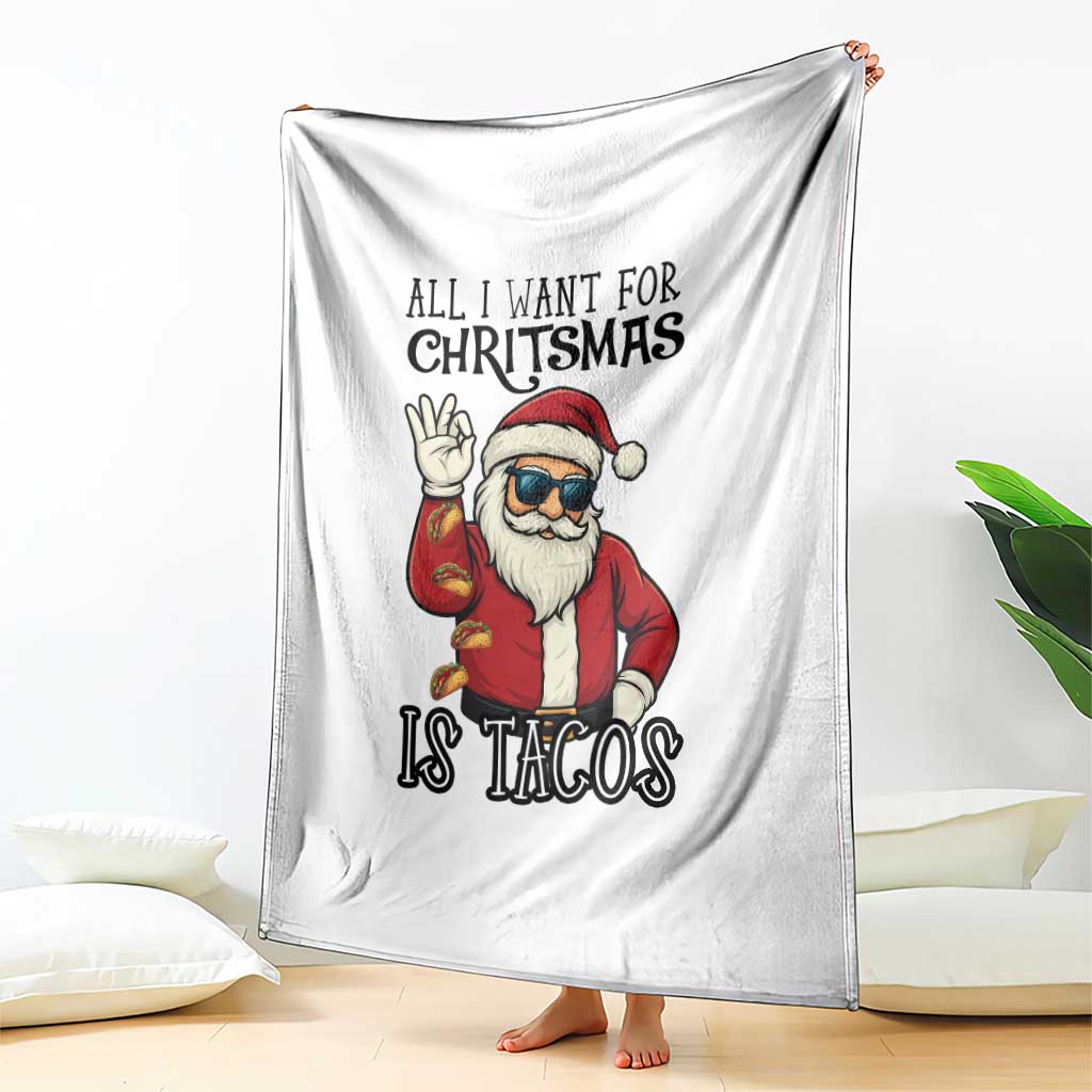Funny Santa Taco Christmas Throw Blanket All I Want For Christmas Is Taco - Wonder Print Shop