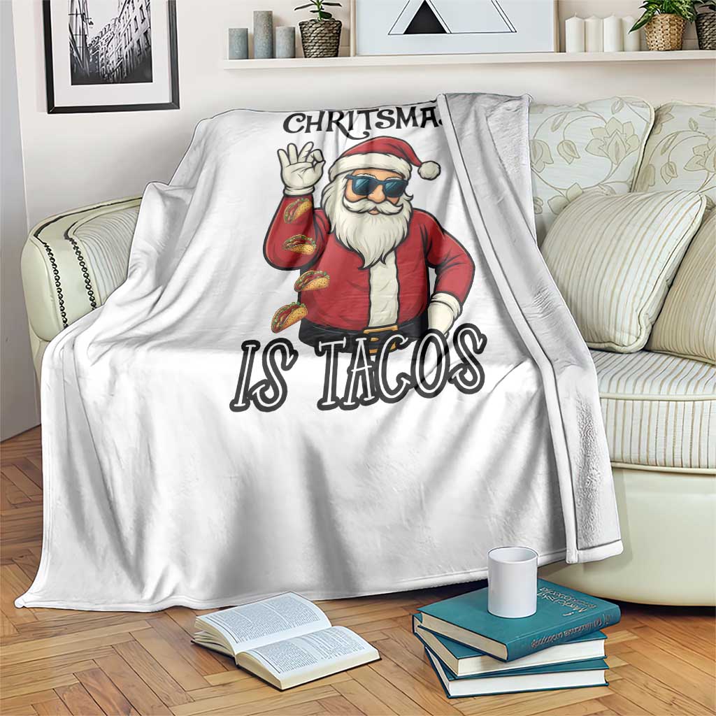Funny Santa Taco Christmas Throw Blanket All I Want For Christmas Is Taco - Wonder Print Shop