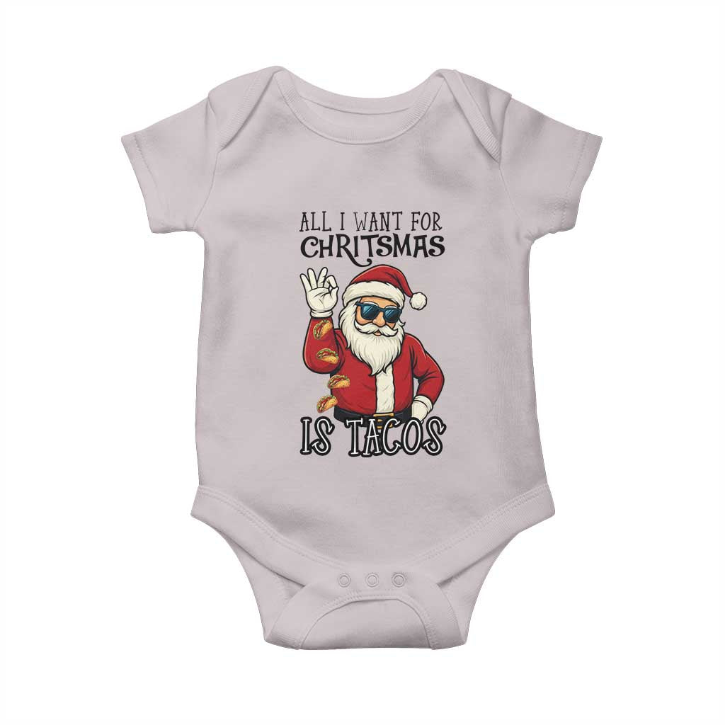 Funny Santa Taco Christmas Baby Onesie All I Want For Christmas Is Taco - Wonder Print Shop