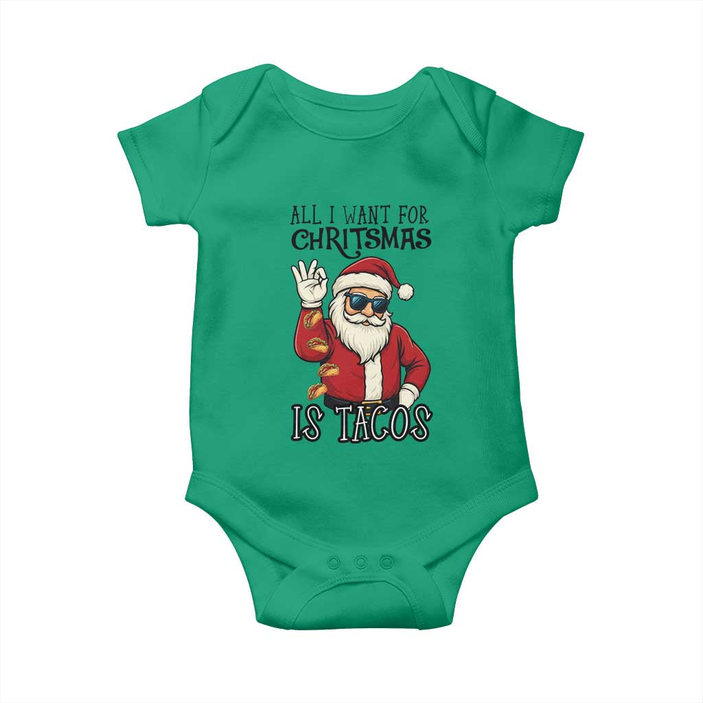 Funny Santa Taco Christmas Baby Onesie All I Want For Christmas Is Taco - Wonder Print Shop
