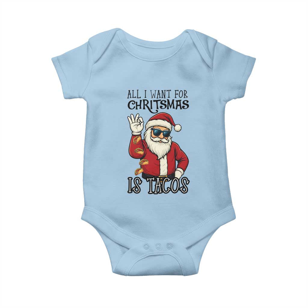 Funny Santa Taco Christmas Baby Onesie All I Want For Christmas Is Taco - Wonder Print Shop