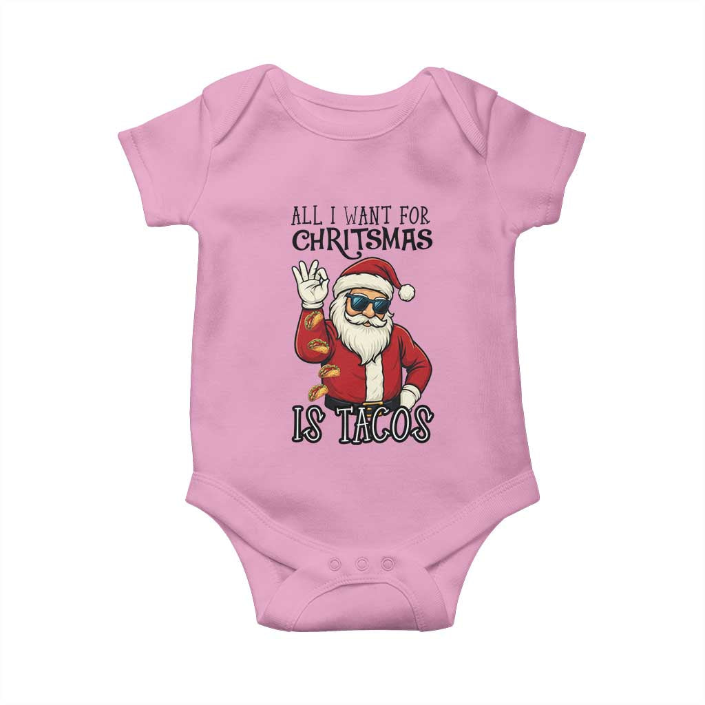 Funny Santa Taco Christmas Baby Onesie All I Want For Christmas Is Taco - Wonder Print Shop