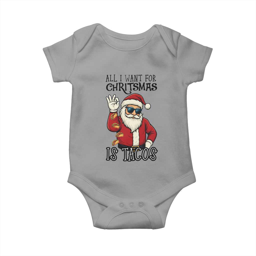 Funny Santa Taco Christmas Baby Onesie All I Want For Christmas Is Taco - Wonder Print Shop