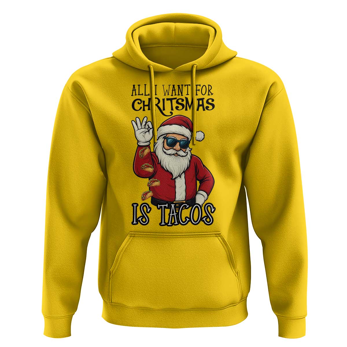 Funny Santa Taco Christmas Hoodie All I Want For Christmas Is Taco - Wonder Print Shop