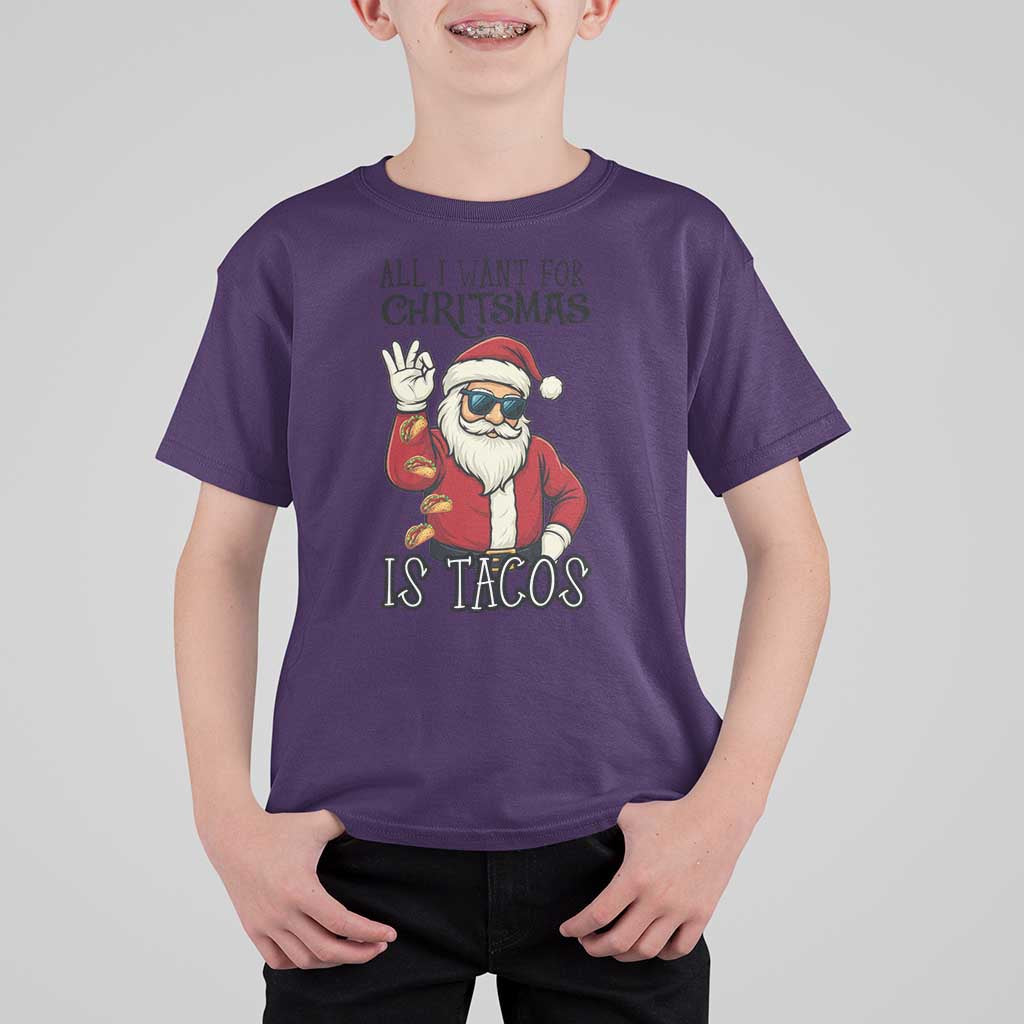 Funny Santa Taco Christmas T Shirt For Kid All I Want For Christmas Is Taco - Wonder Print Shop