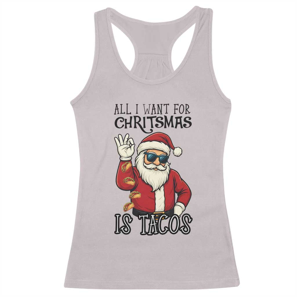 Funny Santa Taco Christmas Racerback Tank Top All I Want For Christmas Is Taco - Wonder Print Shop