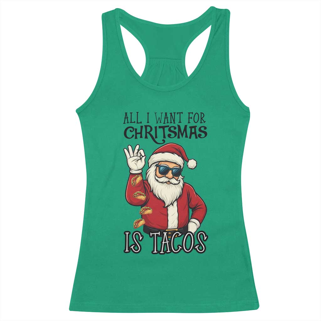 Funny Santa Taco Christmas Racerback Tank Top All I Want For Christmas Is Taco - Wonder Print Shop