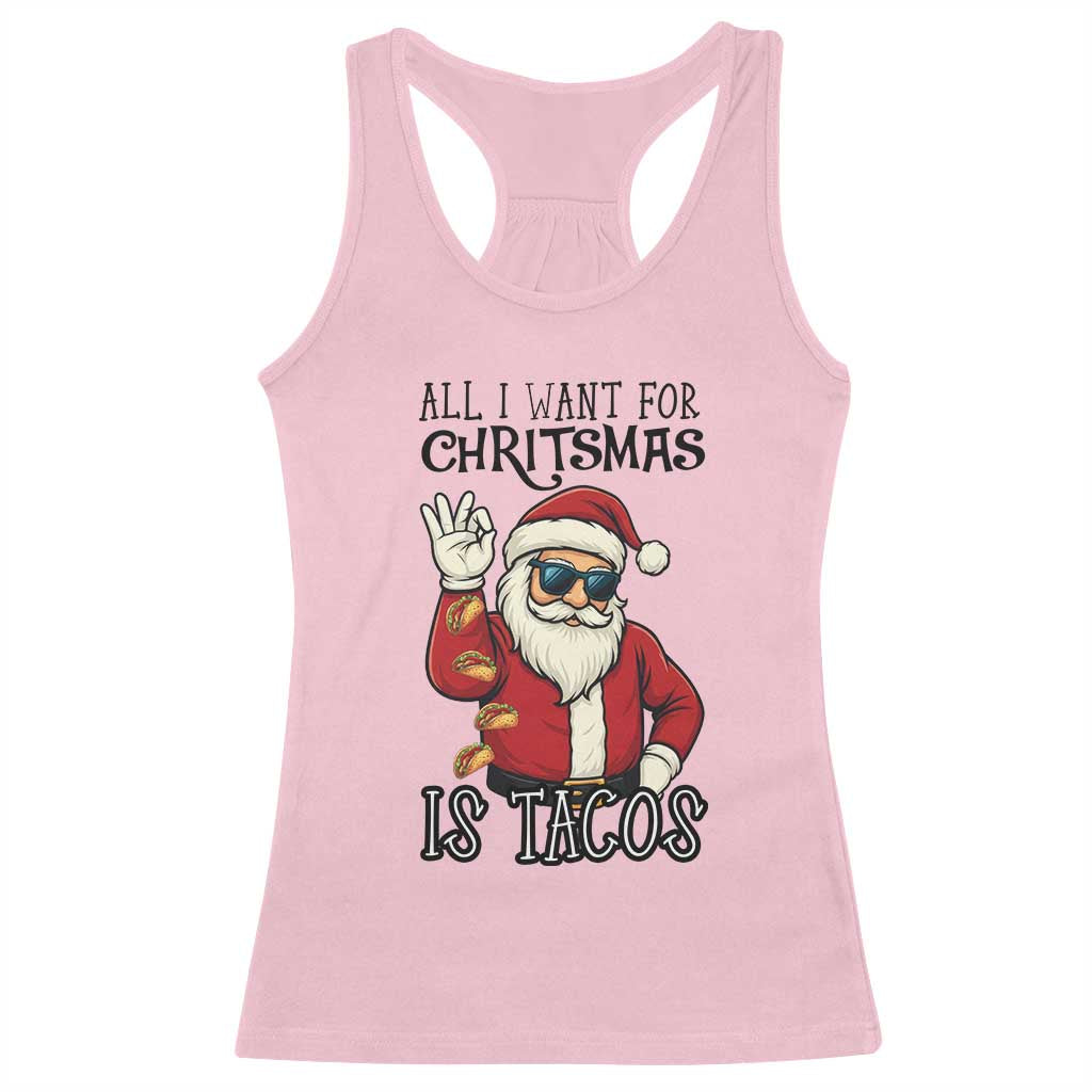 Funny Santa Taco Christmas Racerback Tank Top All I Want For Christmas Is Taco - Wonder Print Shop