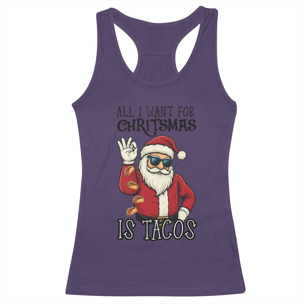 Funny Santa Taco Christmas Racerback Tank Top All I Want For Christmas Is Taco - Wonder Print Shop