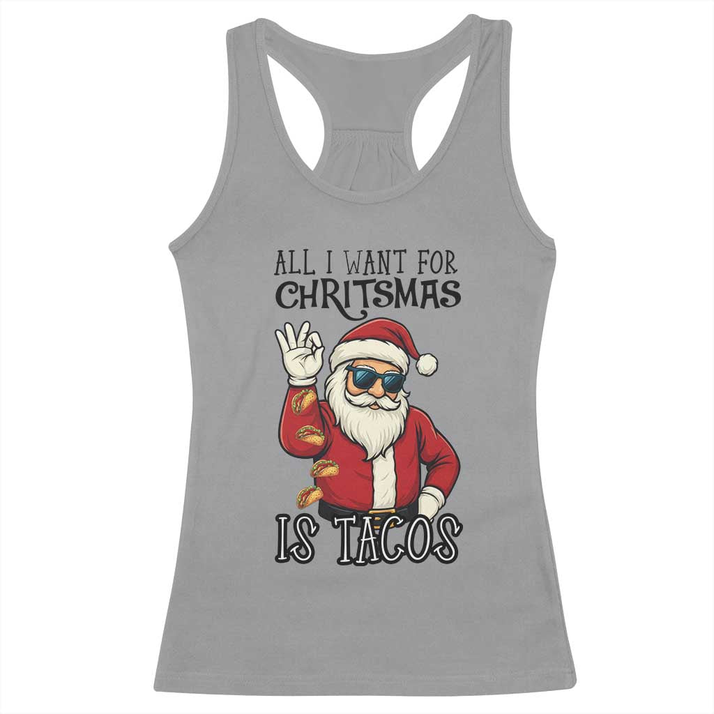 Funny Santa Taco Christmas Racerback Tank Top All I Want For Christmas Is Taco - Wonder Print Shop