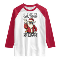 Funny Santa Taco Christmas Raglan Shirt All I Want For Christmas Is Taco - Wonder Print Shop
