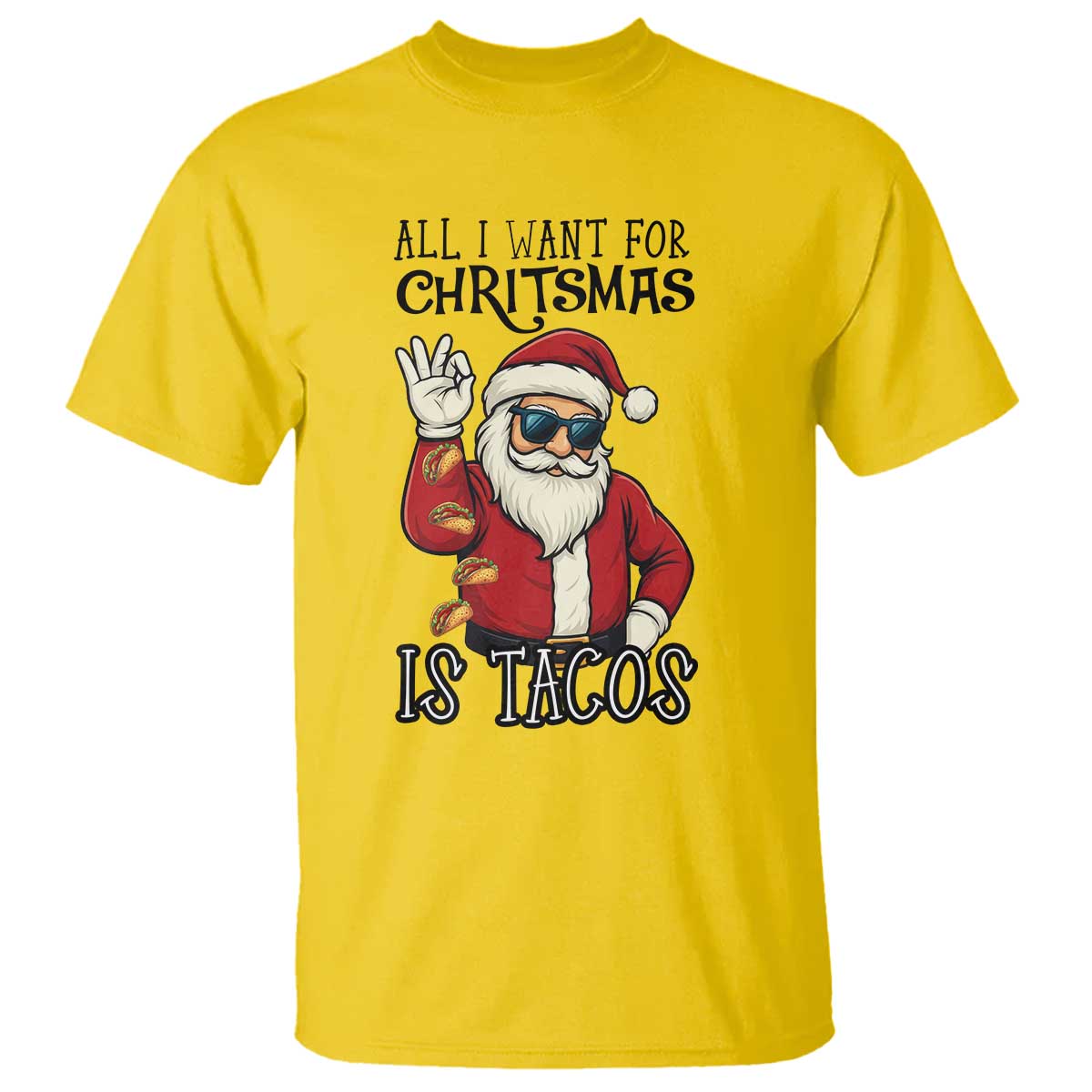 Funny Santa Taco Christmas T Shirt All I Want For Christmas Is Taco - Wonder Print Shop