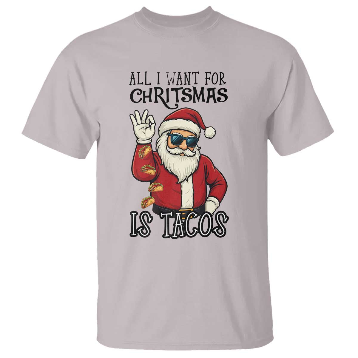 Funny Santa Taco Christmas T Shirt All I Want For Christmas Is Taco - Wonder Print Shop