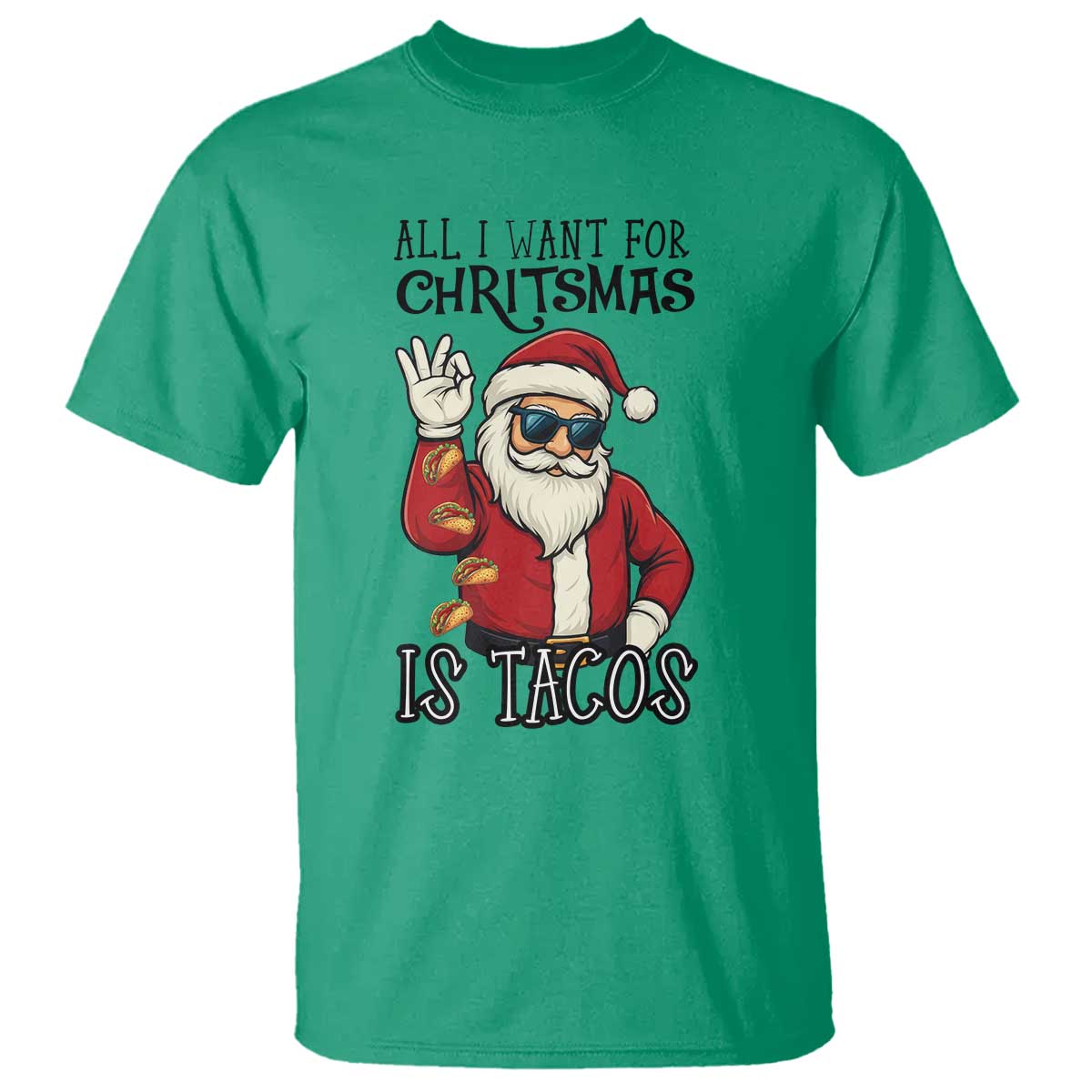 Funny Santa Taco Christmas T Shirt All I Want For Christmas Is Taco - Wonder Print Shop
