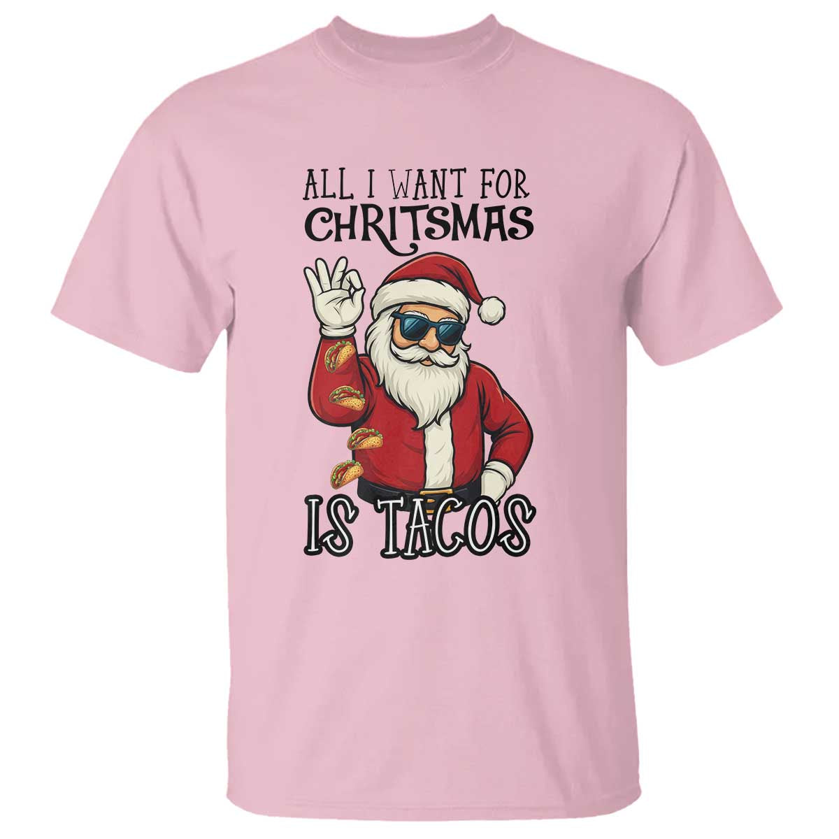 Funny Santa Taco Christmas T Shirt All I Want For Christmas Is Taco - Wonder Print Shop