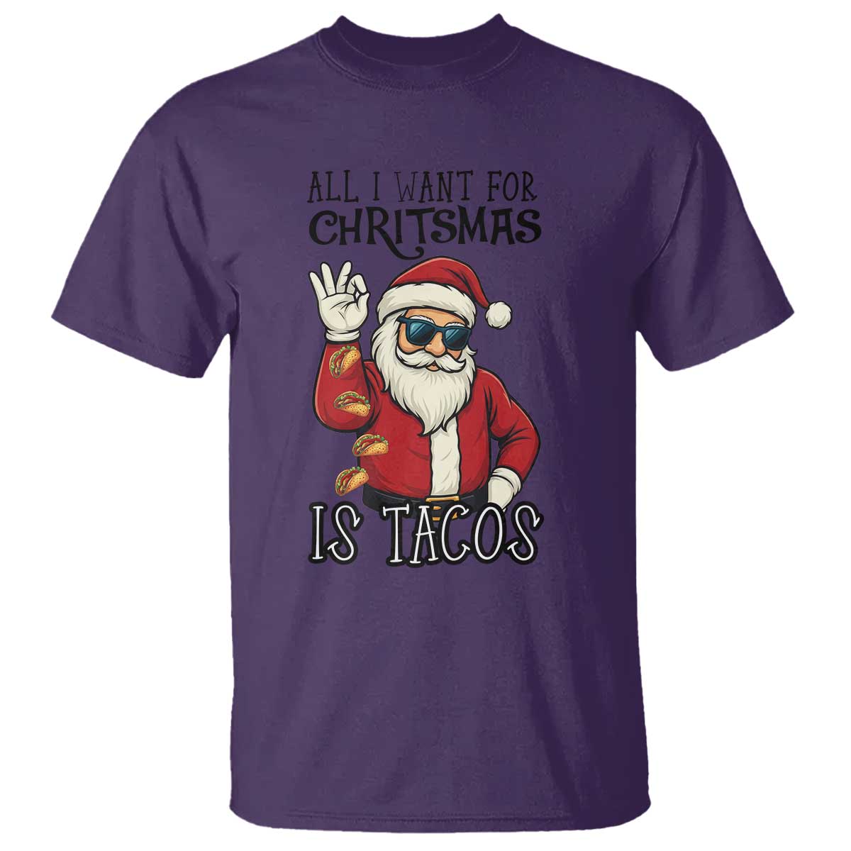 Funny Santa Taco Christmas T Shirt All I Want For Christmas Is Taco - Wonder Print Shop