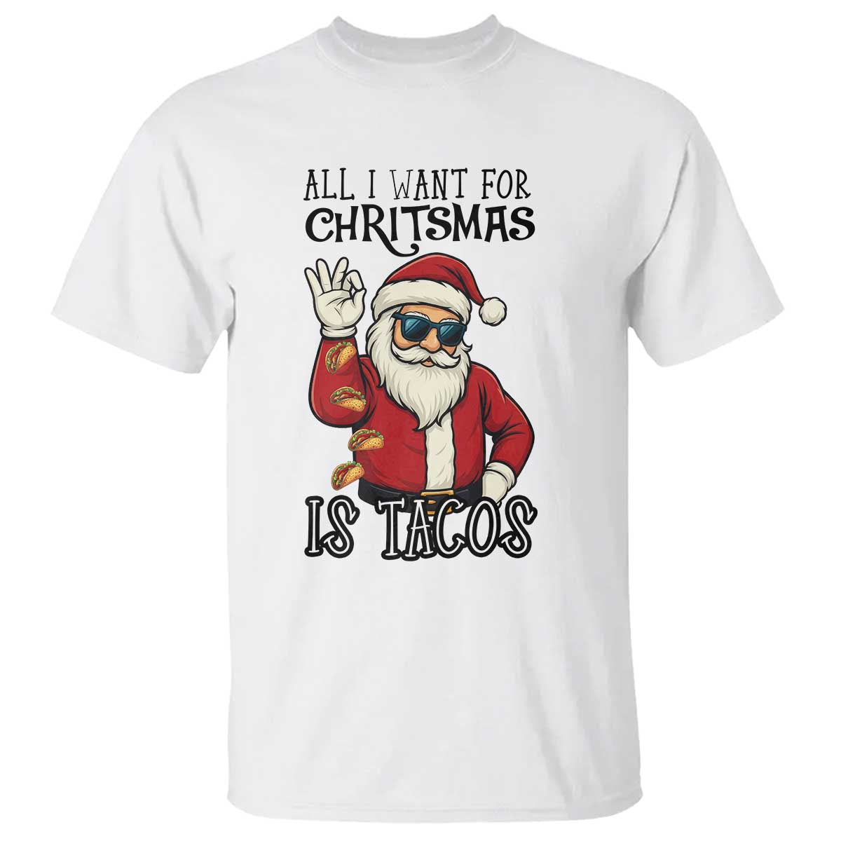 Funny Santa Taco Christmas T Shirt All I Want For Christmas Is Taco - Wonder Print Shop