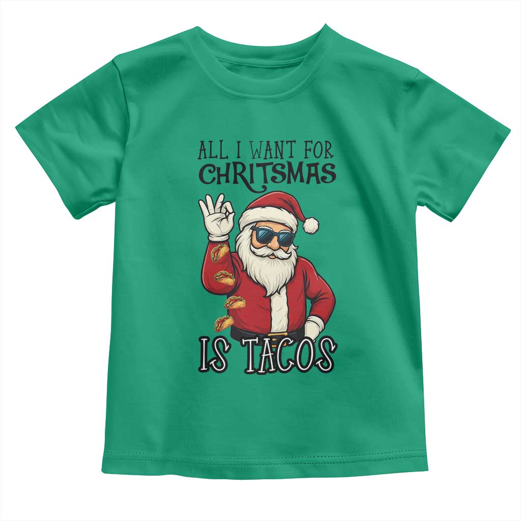 Funny Santa Taco Christmas Toddler T Shirt All I Want For Christmas Is Taco - Wonder Print Shop