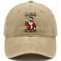 Funny Santa Taco Christmas Washed Cotton Baseball Cap All I Want For Christmas Is Taco