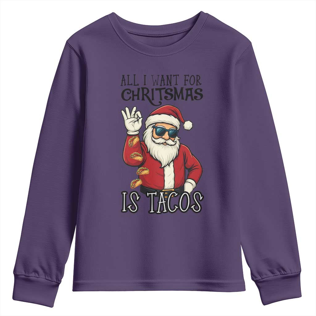 Funny Santa Taco Christmas Youth Sweatshirt All I Want For Christmas Is Taco - Wonder Print Shop